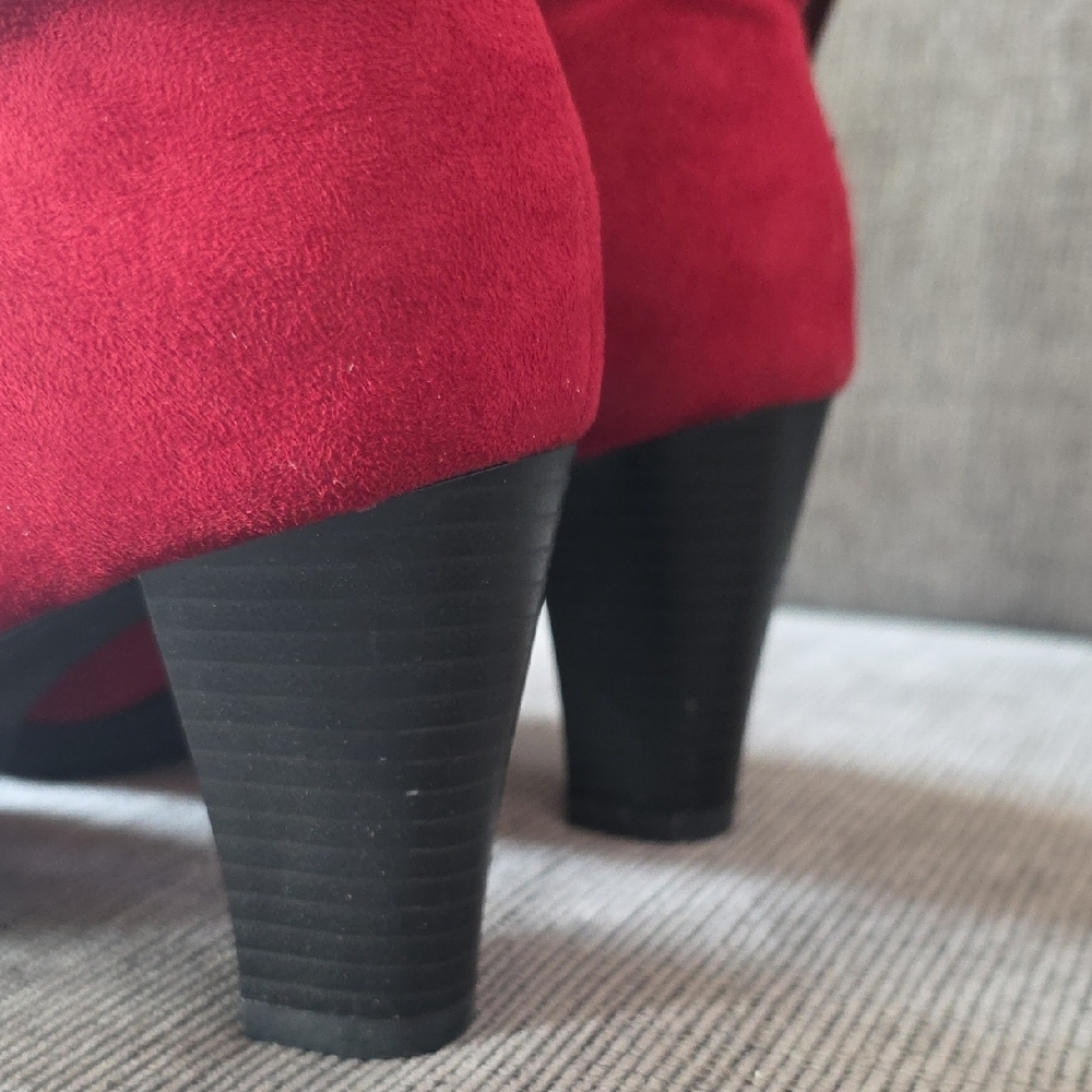 Elegant Women's Dark Red Suede Ankle Boots By Mysoft, Size 9, NWT, 3 Inch Heel - Picture 6 of 15